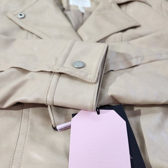 Avec Les Filles Faux Ever Leather Moto Jacket In Sahara New With Tags Women's S - Picture 9 of 16
